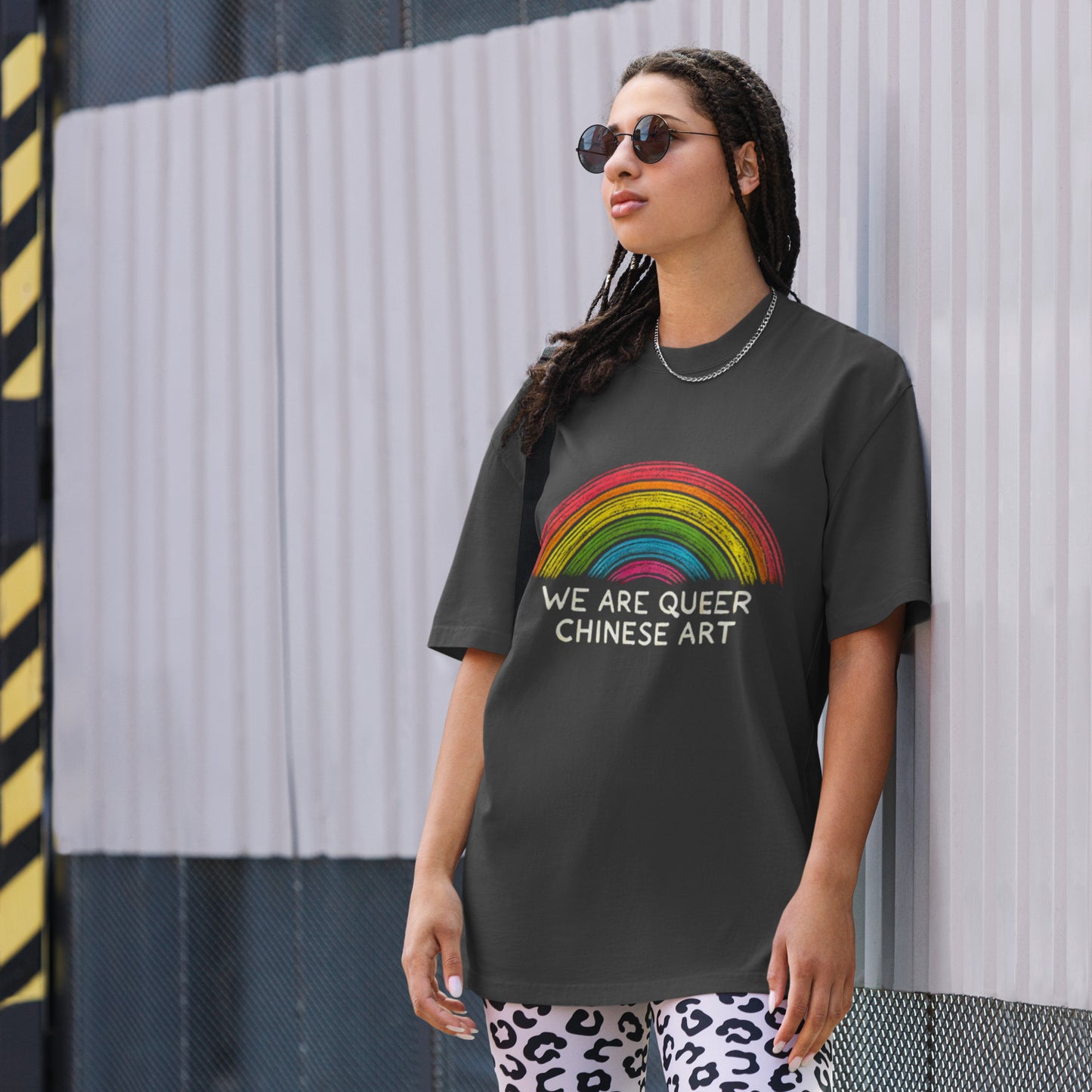 "We Are Queer Chinese Art" Oversized faded t-shirt